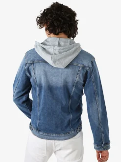 Leox Giacca in jeans da uomo con cappuccio in felpa - jeans