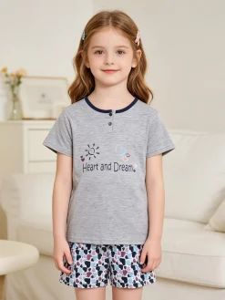 Liabel Pigiama corto in cotone T-shirt + shorts cuori