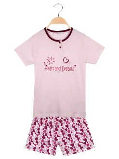 Liabel Pigiama corto in cotone T-shirt + shorts cuori