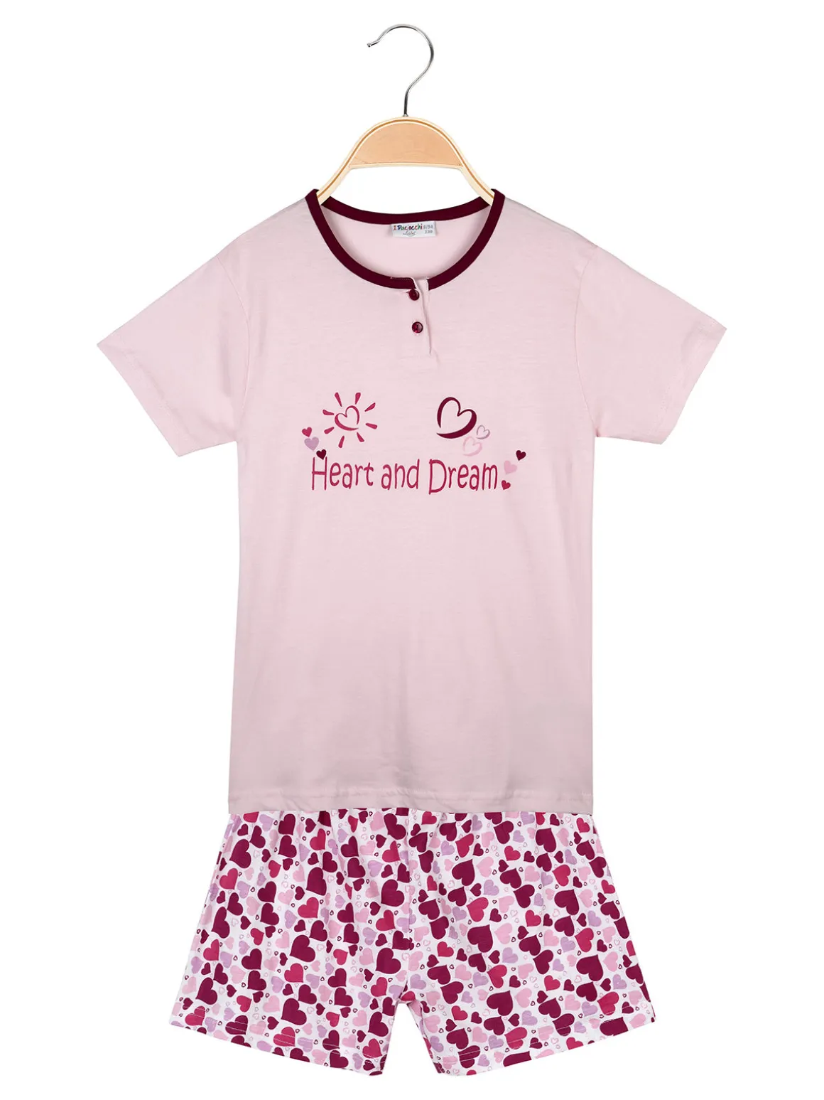 Liabel Pigiama corto in cotone T-shirt + shorts cuori