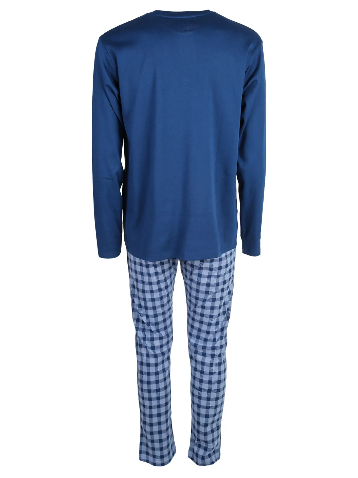 Linea Ambro Pigiama aperto da uomo con pantaloni a quadri - blu