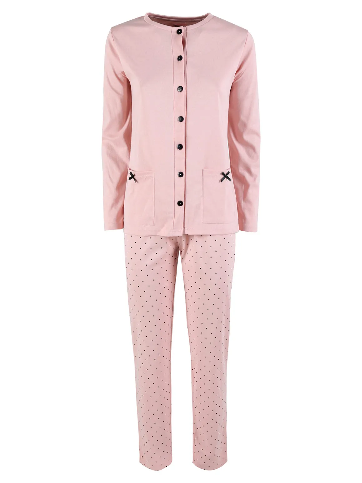 Linea Ambro Pigiama lungo da donna con bottoni - cipria