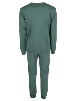 Linea Ambro Pigiama lungo da uomo in misto cotone interlock - verde