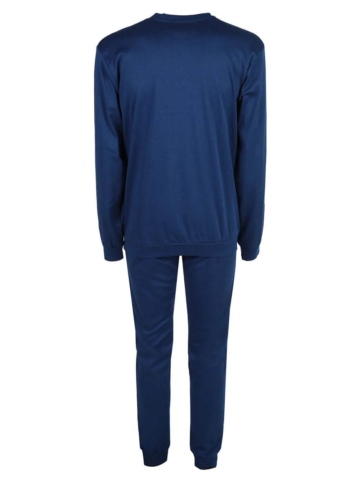 Linea Ambro Pigiama lungo da uomo in misto cotone interlock - blu