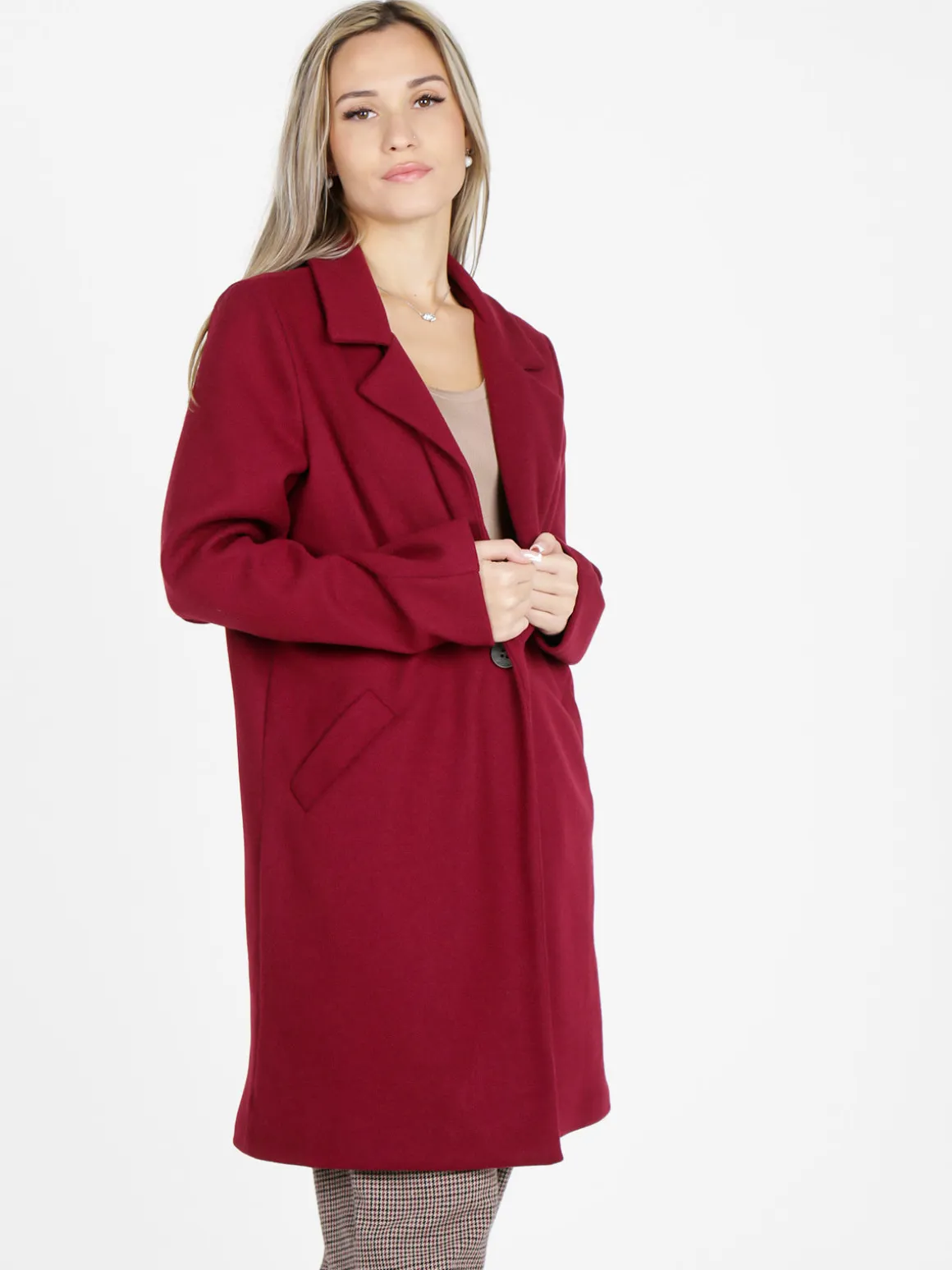 Lisa Style Cappotto donna oversize monobottone