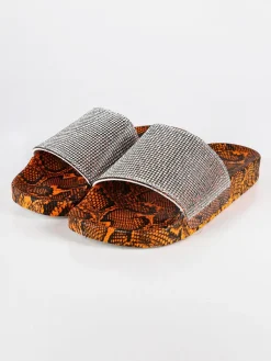 Lisa-W Ciabatte animalier con strass