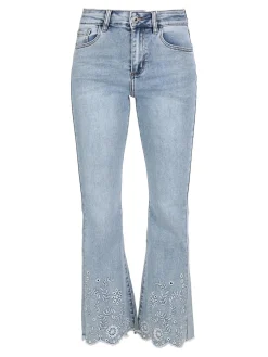Lissimo Jeans a zampa da donna con ricami e strass