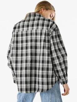 Lissimo Set 2 pezzi camicia oversize a quadri da donna con top coordinato - nero