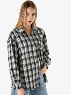 Lissimo Set 2 pezzi camicia oversize a quadri da donna con top coordinato - nero