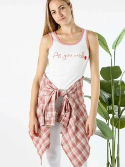 Lissimo Set 2 pezzi camicia oversize a quadri da donna con top coordinato - rosa