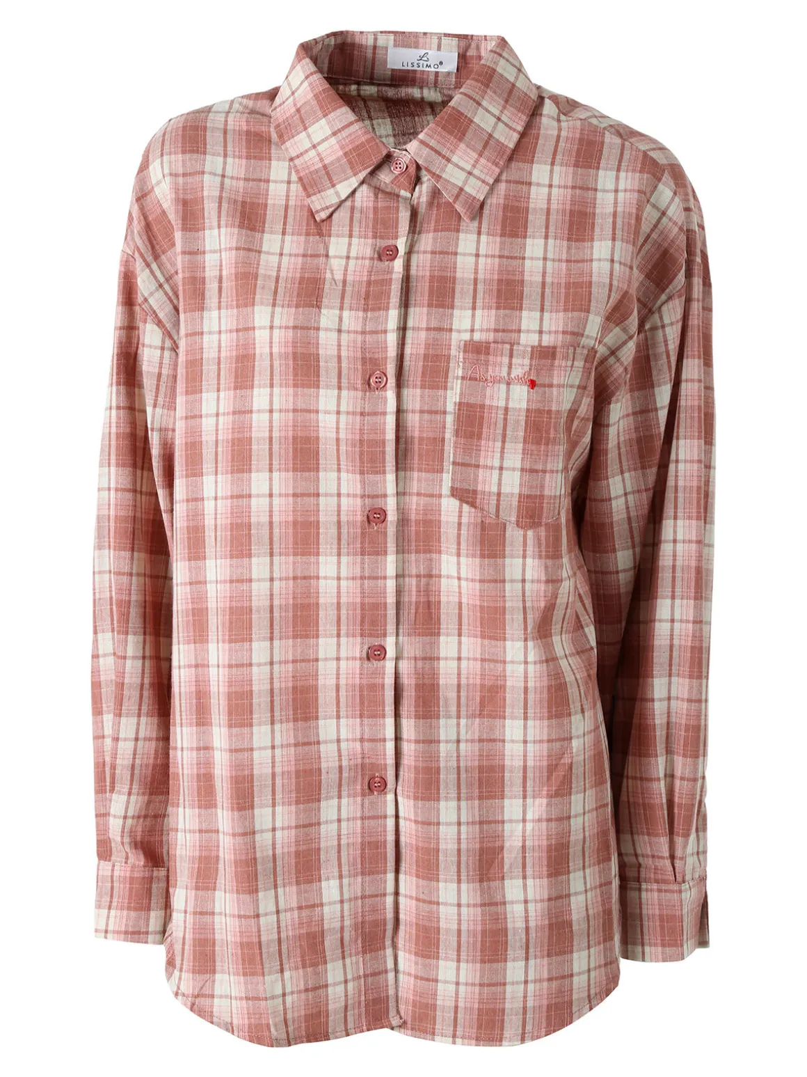 Lissimo Set 2 pezzi camicia oversize a quadri da donna con top coordinato - rosa