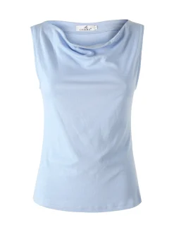 Lissimo Top donna in viscosa con scollo a cascata - azzurro