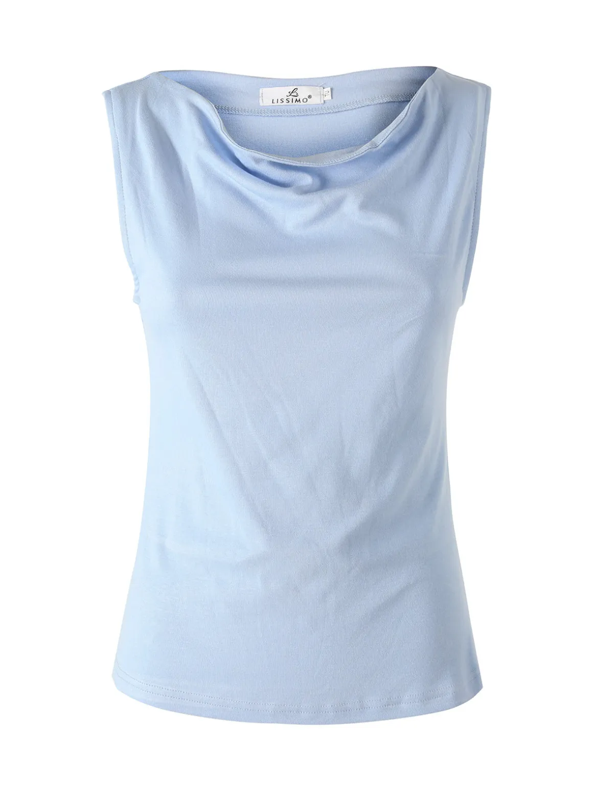Lissimo Top donna in viscosa con scollo a cascata - azzurro