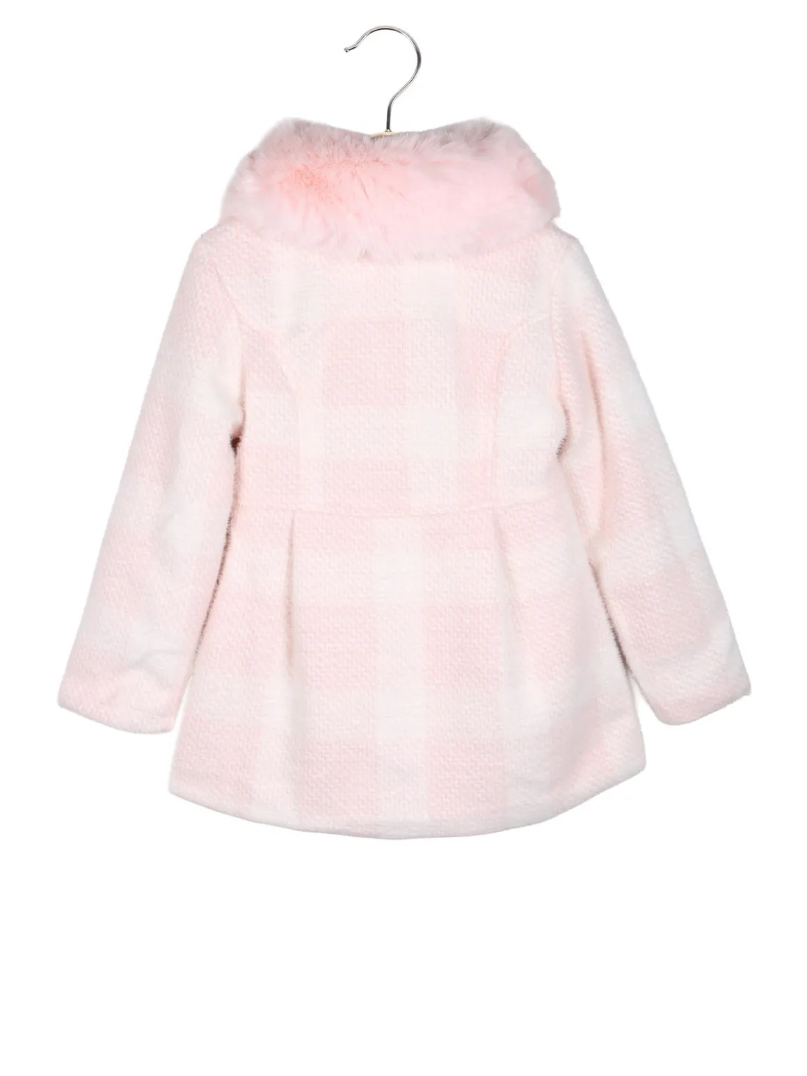 Lollitop Cappotto da bambina con bottoni di perle e scollo in ecopelliccia - rosa