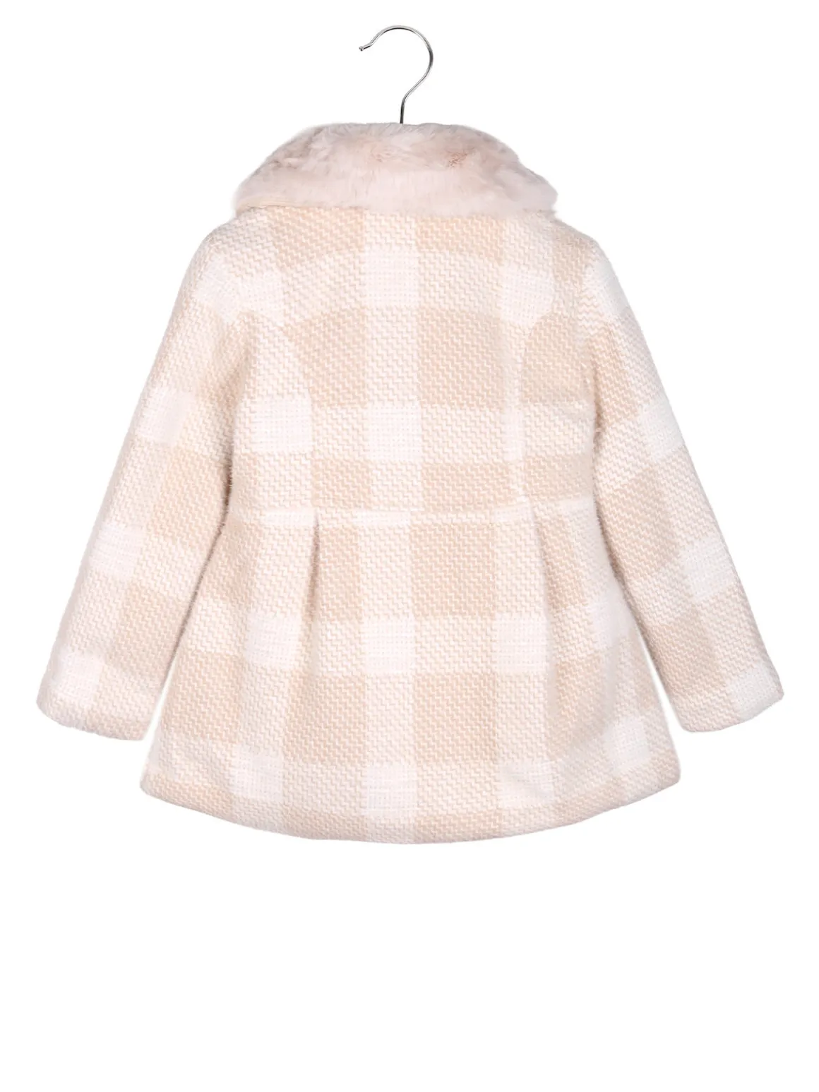 Lollitop Cappotto da bambina con bottoni di perle e scollo in ecopelliccia - beige