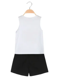 Lollitop Completo corto da bambina con canotta e shorts in cotone - bianco