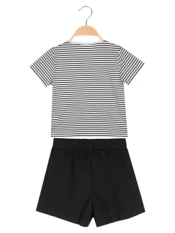 Lollitop Completo corto da bambina con t-shirt rigata con strass e shorts
