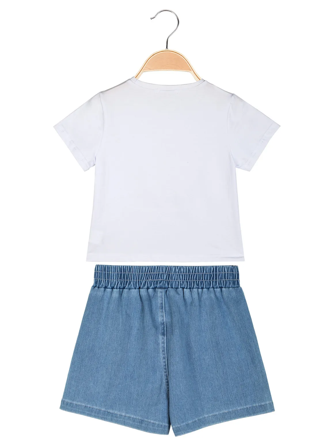 Lollitop Completo corto da bambina con t-shirt crop e shorts in jeans