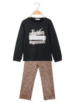Lollitop Completo da bambina 2 pezzi con pantaloni maculati gamba larga