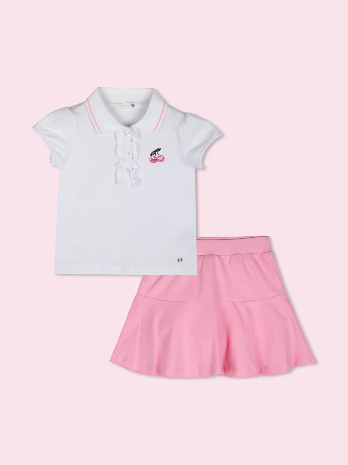 Lollitop Completo da neonata 2 pezzi con polo a maniche corte e gonna