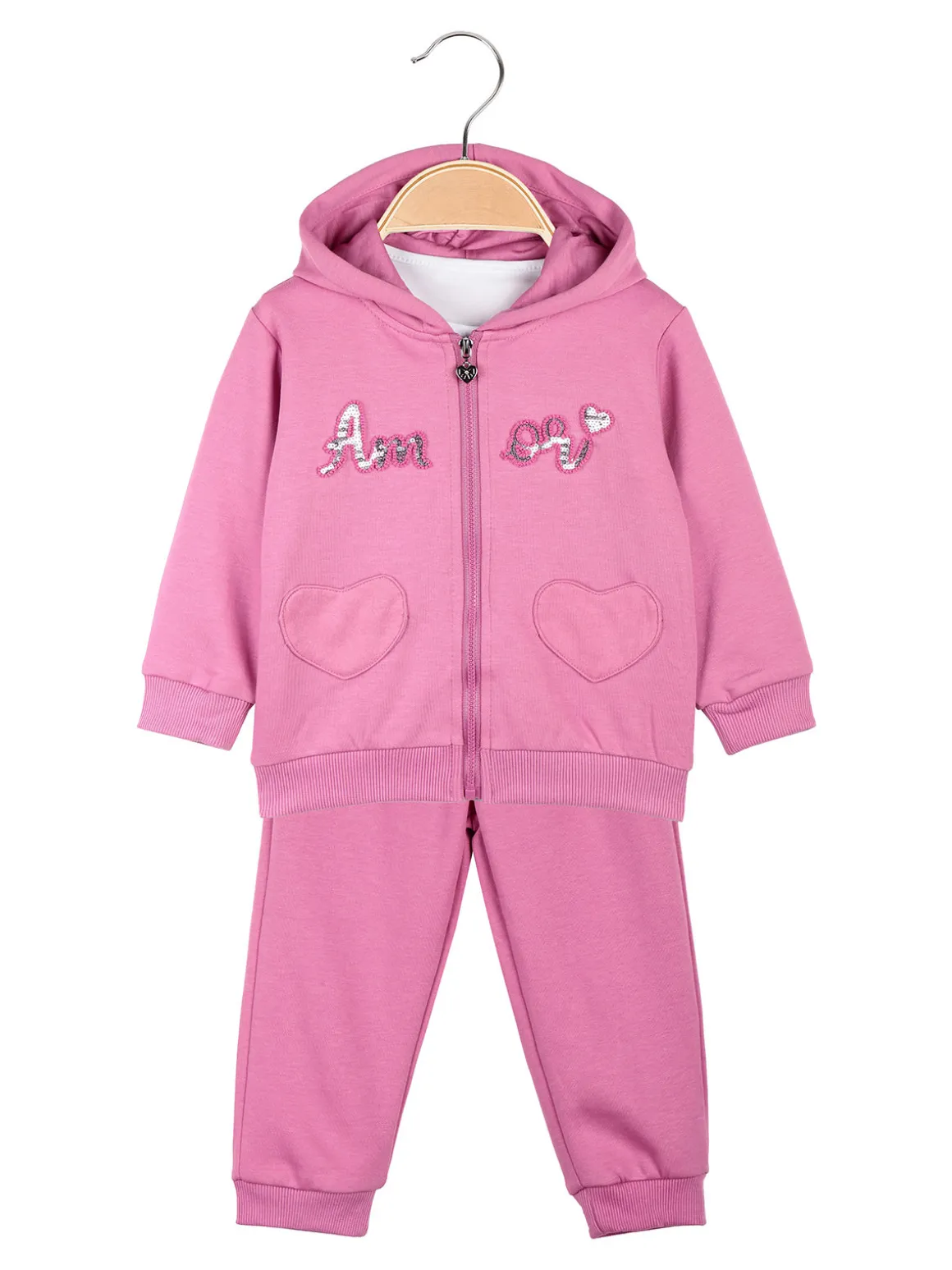 Lollitop Completo da neonata 3 pezzi con cappuccio e zip