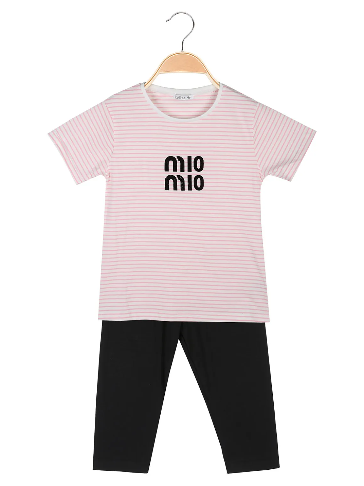 Lollitop Completo da ragazza con t-shirt rigata e leggings a pinocchietto