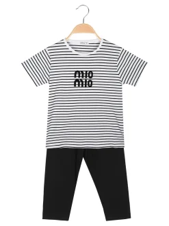 Lollitop Completo da ragazza con t-shirt rigata e leggings a pinocchietto