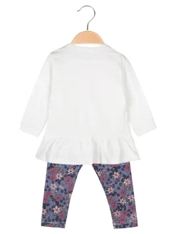 Lollitop Completo 2 pezzi da neonata con maglietta e leggings fiorati - bianco