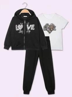 Lollitop Completo 3 pezzi da ragazza con cappuccio e zip