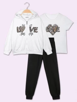Lollitop Completo 3 pezzi da ragazza con cappuccio e zip