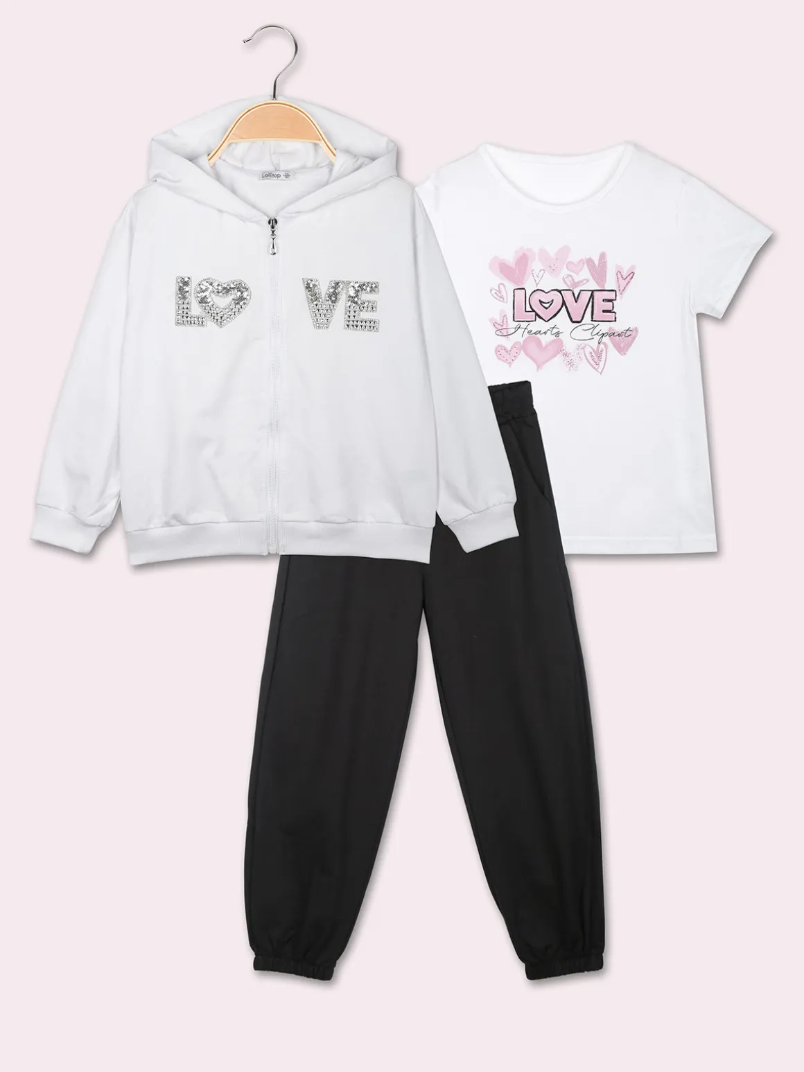 Lollitop Completo tuta da bambina 3 pezzi con cappuccio e zip