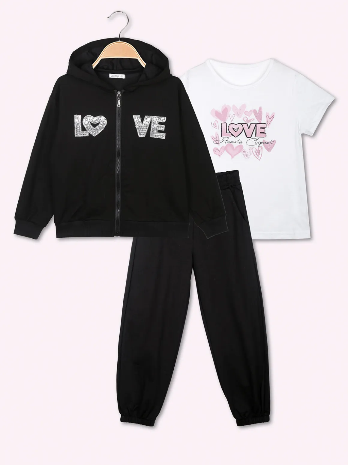 Lollitop Completo tuta da bambina 3 pezzi con cappuccio e zip