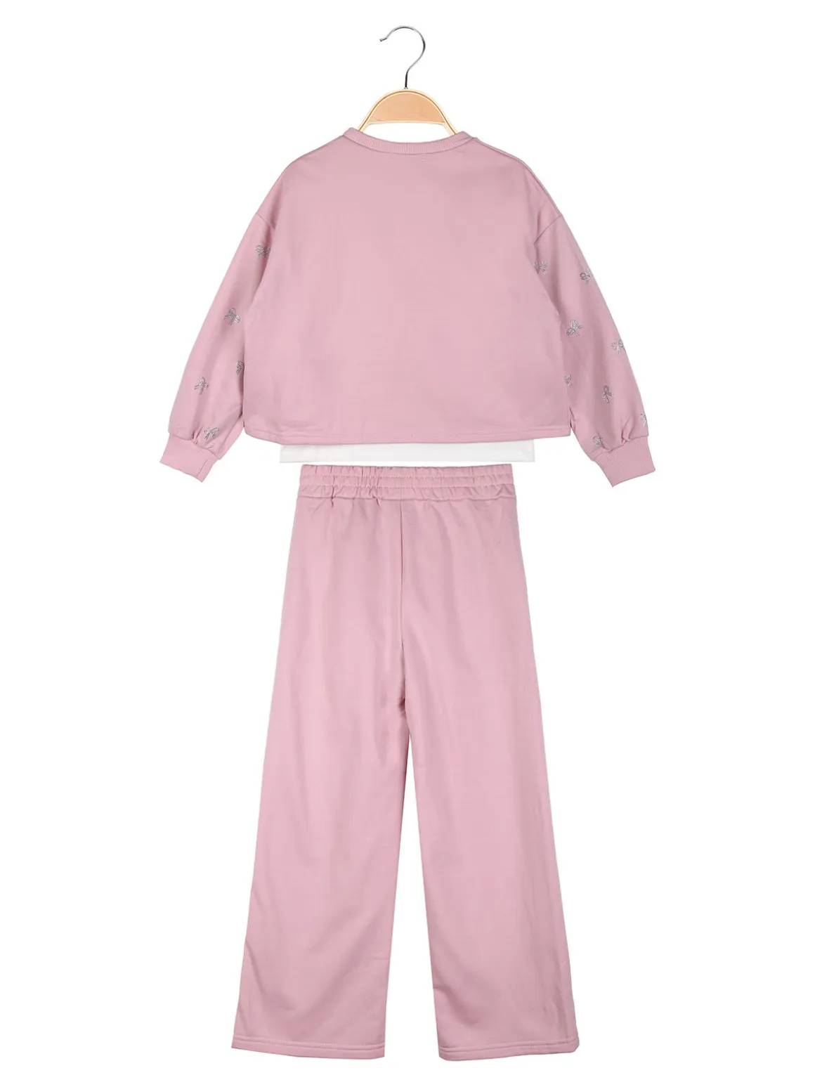 Lollitop Completo tuta da bambina 3 pezzi con pantaloni a gamba larga - rosa