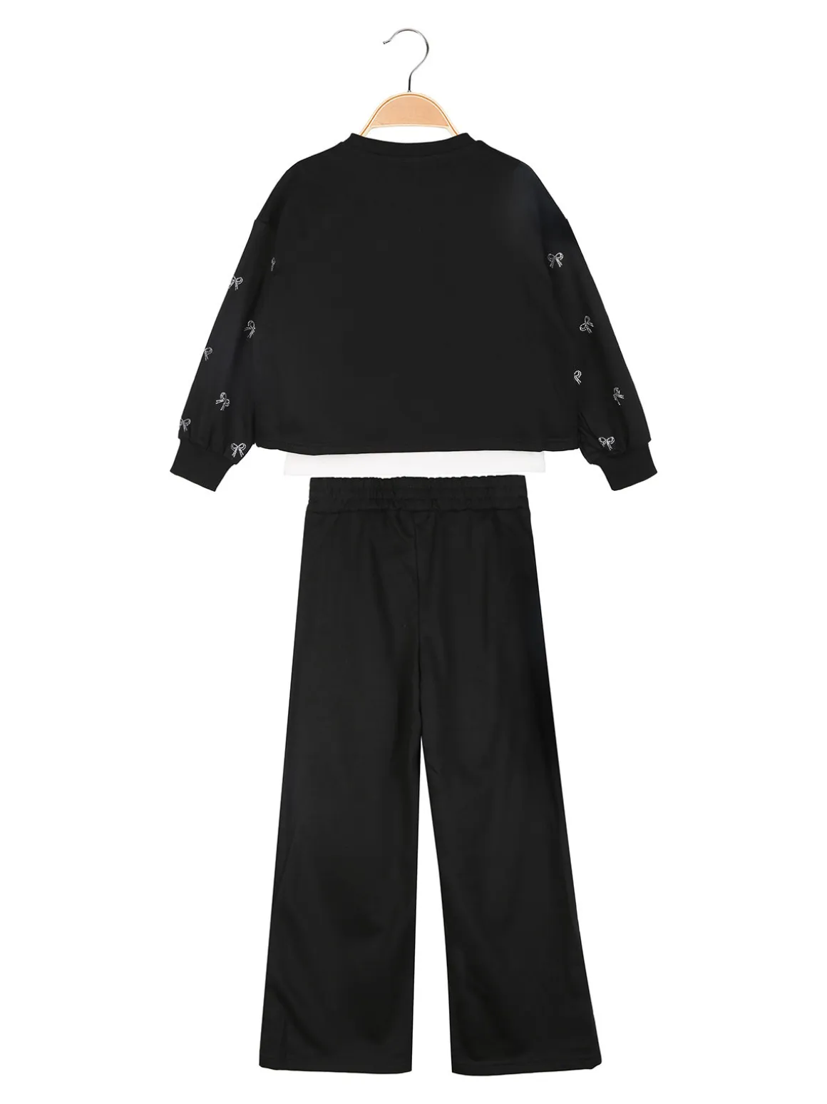 Lollitop Completo tuta da bambina 3 pezzi con pantaloni a gamba larga - nero