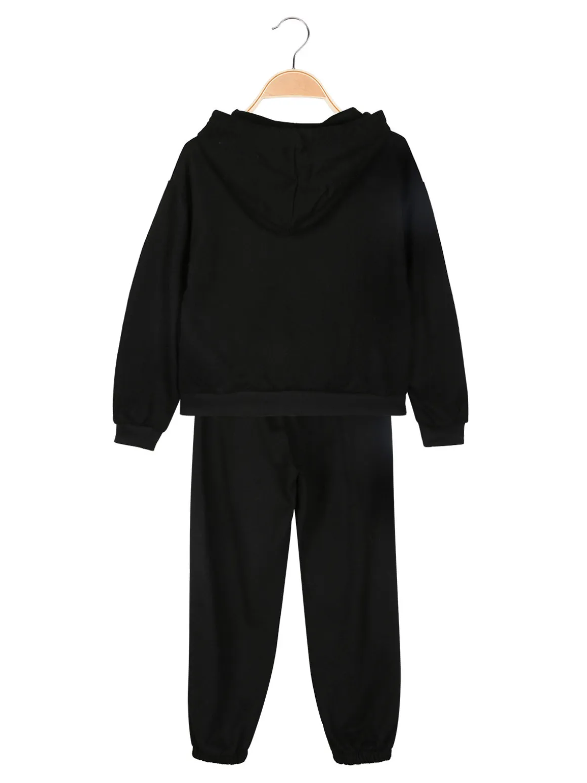 Lollitop Completo tuta 2 pezzi da bambina con cappuccio - nero