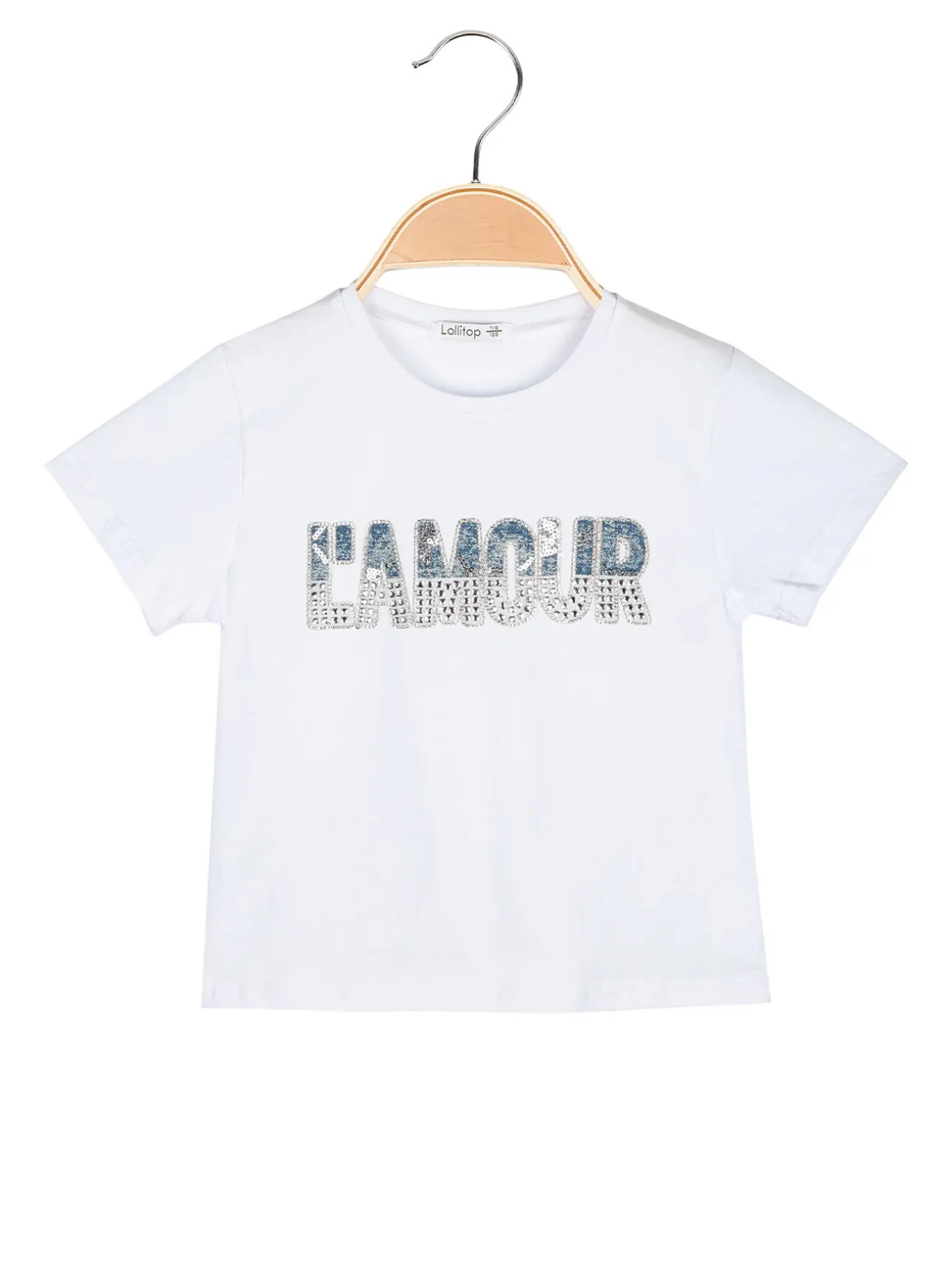 Lollitop T-shirt cropped da bambina con scritta di strass