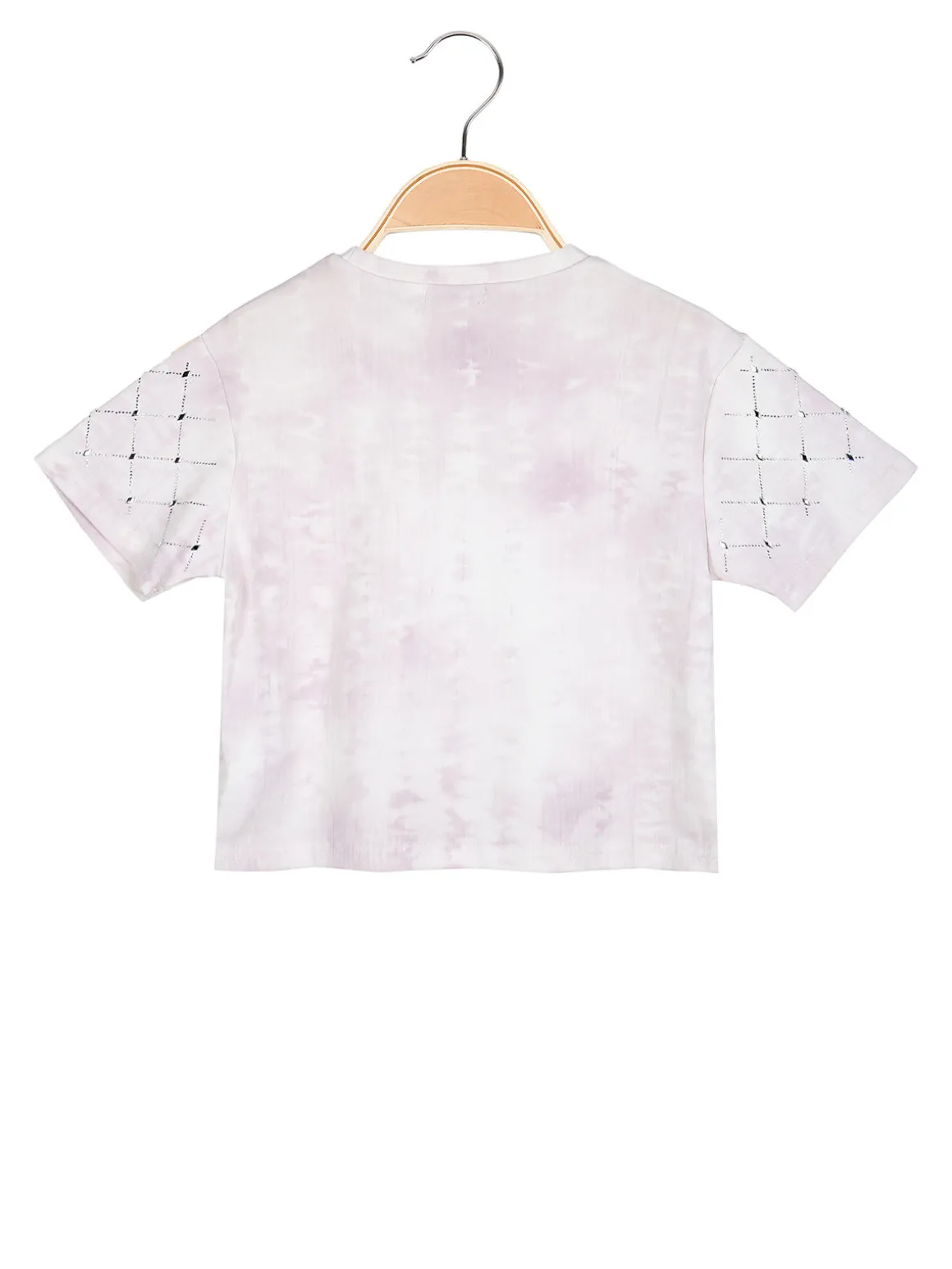 Lollitop T-shirt cropped da bambina in cotone con strass - rosa