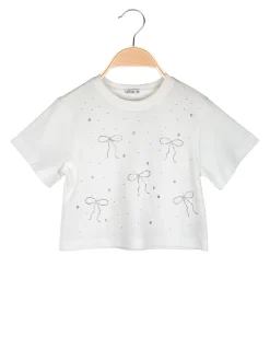 Lollitop T-shirt cropped da ragazza con strass