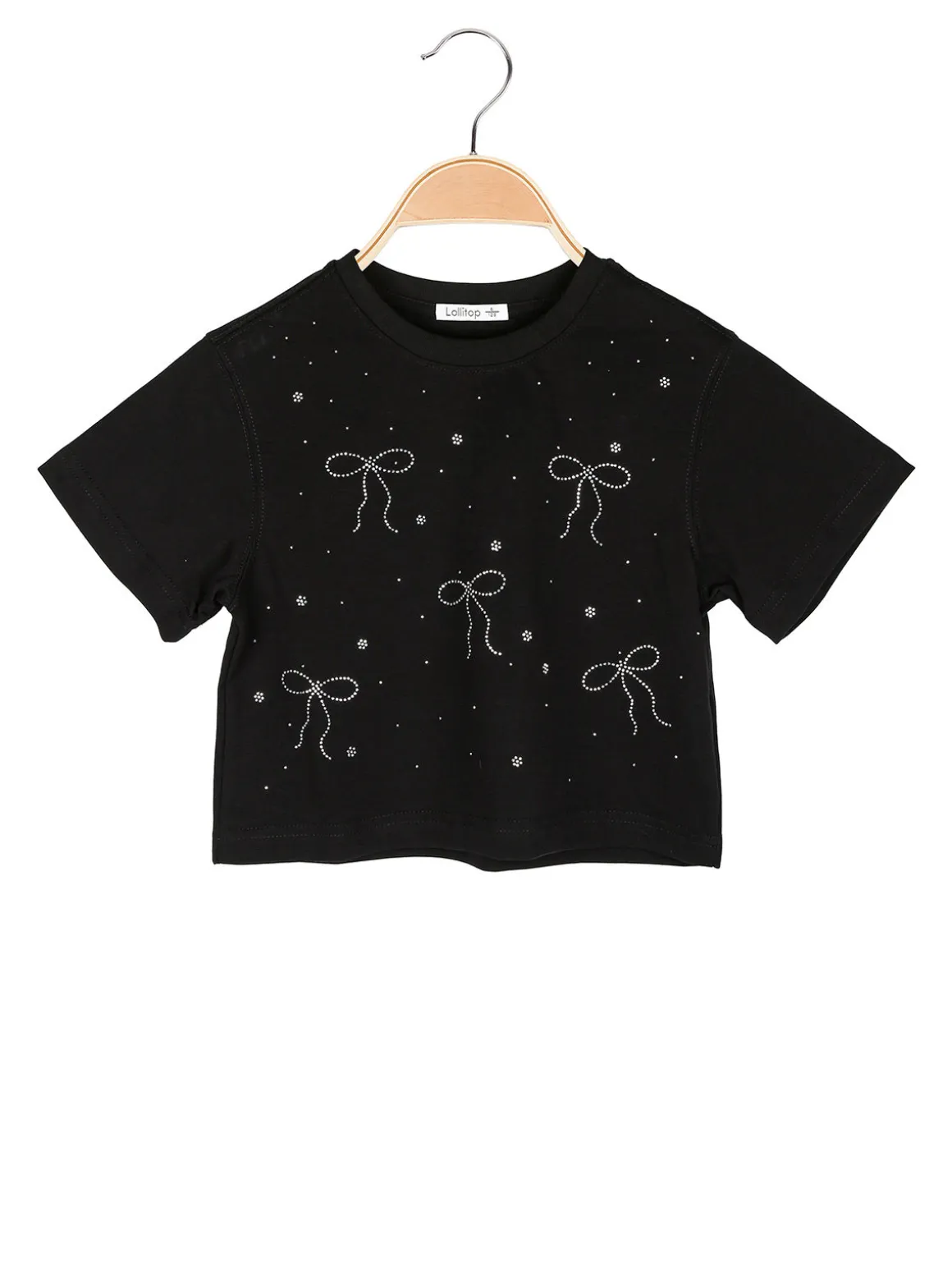 Lollitop T-shirt cropped da ragazza con strass