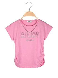 Lollitop T-shirt da ragazza con strass e dettaglio catena sullo scollo