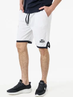 Lonsdale Bermuda sportivi da uomo in cotone con logo - bianco