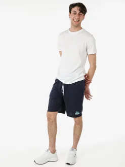Lonsdale Bermuda sportivi da uomo in misto cotone con coulisse e logo - blu scuro