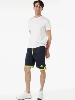 Lonsdale Bermuda sportivi da uomo in cotone con logo - blu scuro