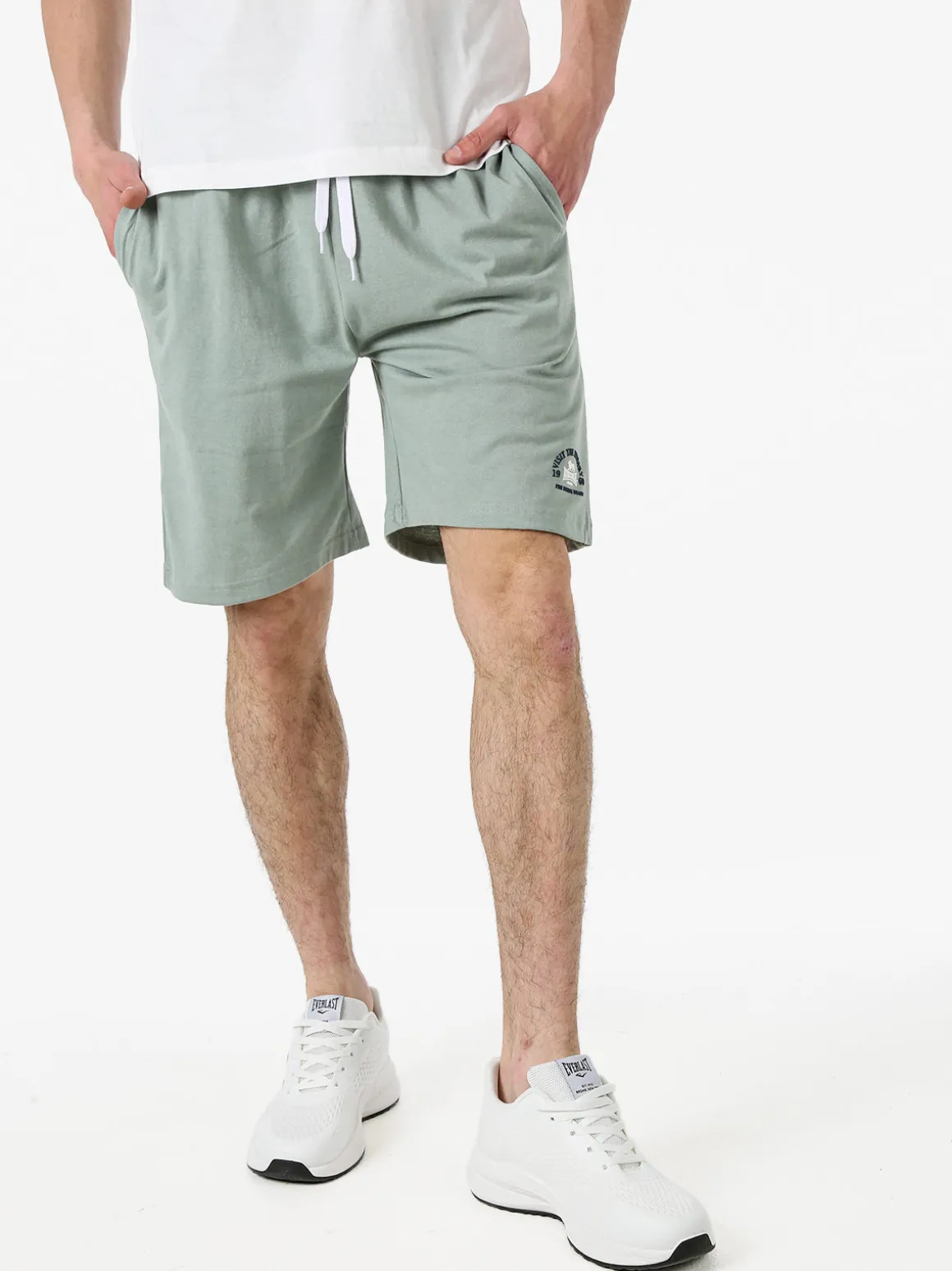 Lonsdale Bermuda sportivi da uomo con logo e coulisse - pistacchio