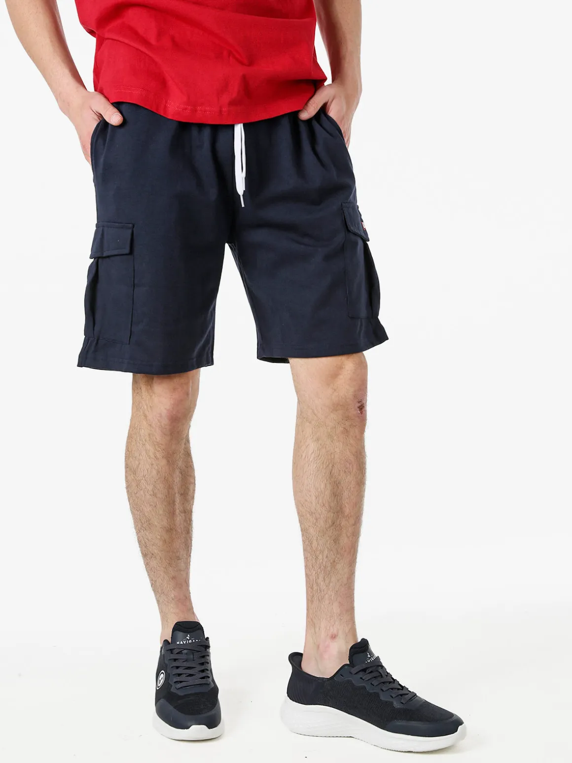 Lonsdale Bermuda sportivi da uomo con tasconi laterali e coulisse - blu scuro