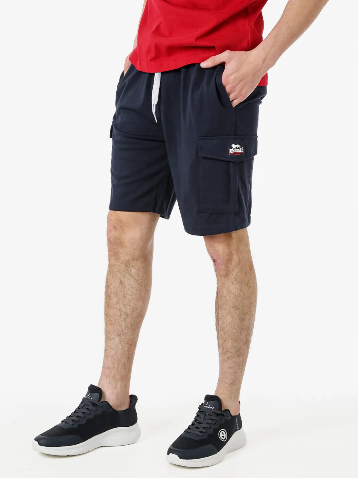 Lonsdale Bermuda sportivi da uomo con tasconi laterali e coulisse - blu scuro