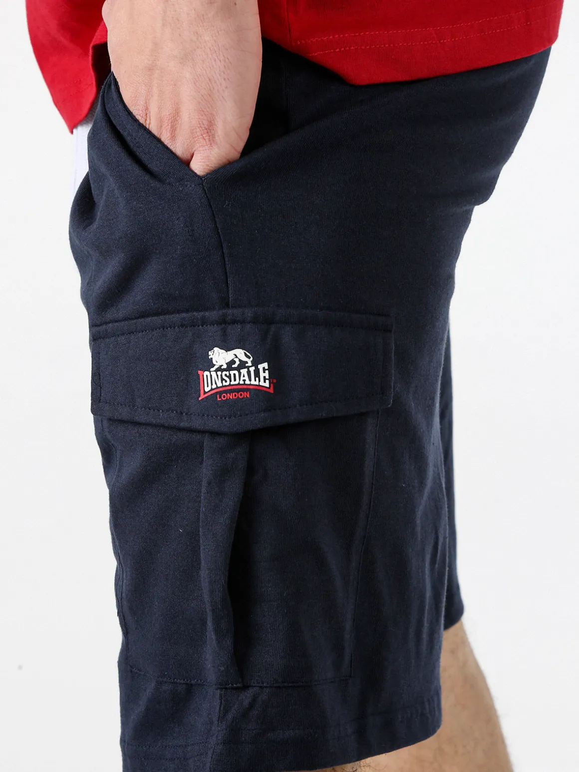 Lonsdale Bermuda sportivi da uomo con tasconi laterali e coulisse - blu scuro