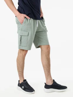 Lonsdale Bermuda sportivi da uomo in cotone con logo - nero