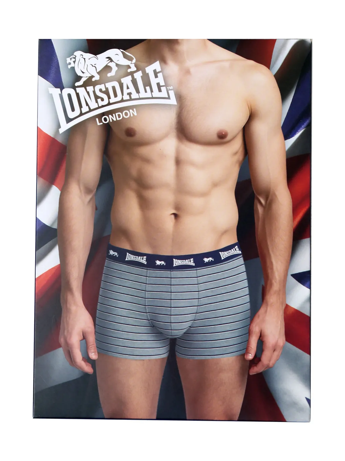 Lonsdale Boxer da uomo in cotone a righe - blu scuro