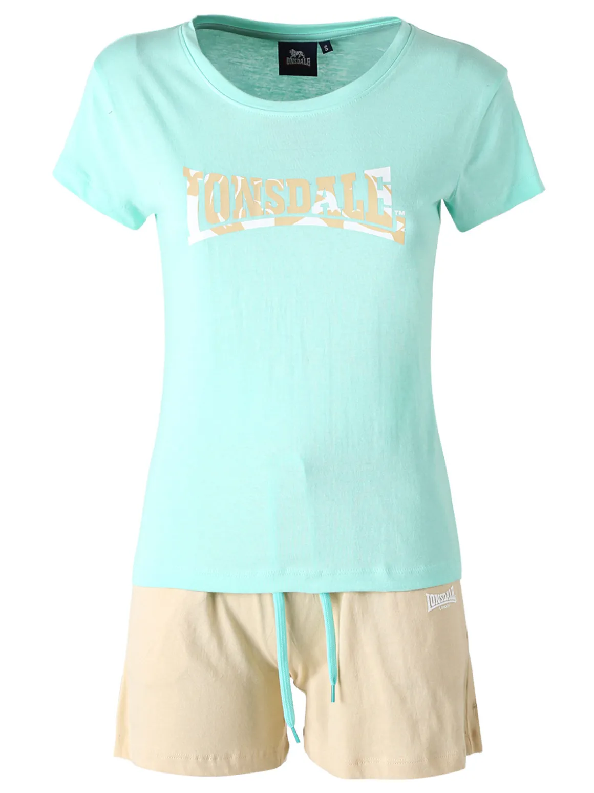 Lonsdale Completo corto da donna in cotone - acqua marina